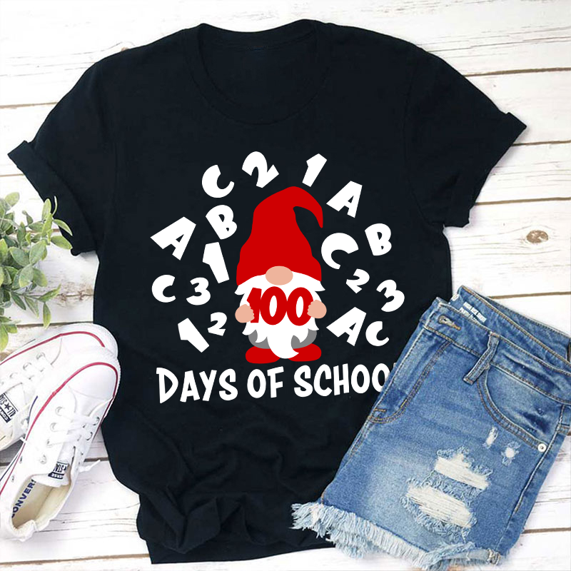 100 Days Of School Gnome Teacher T-Shirt