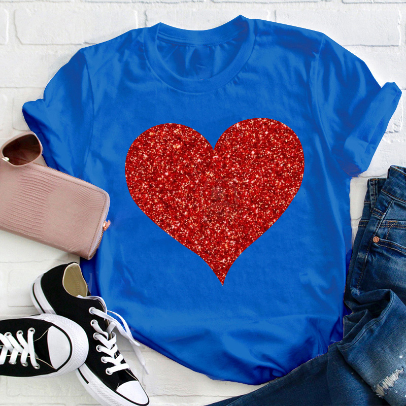 Glitter Heart Teacher T-Shirt