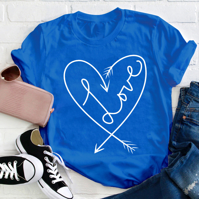 Love Heart Valentines Teacher T-Shirt