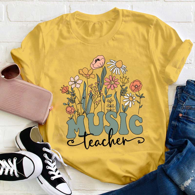 Personalized Wildflower Teacher T-Shirt
