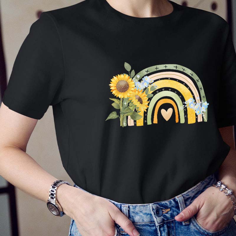 Sunflower Rainbow Teacher T-Shirt