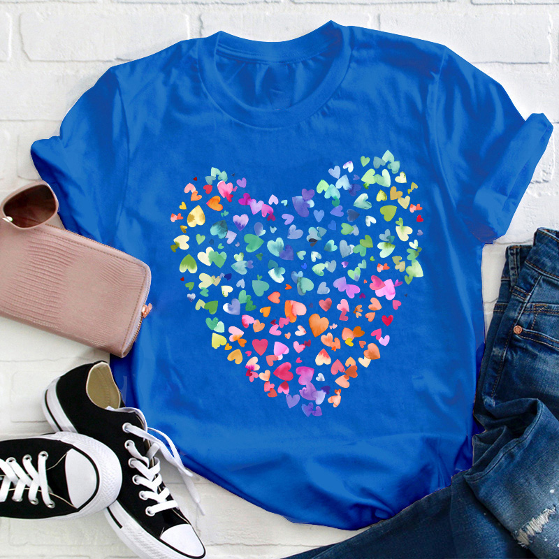 Colorful Heart Teacher T-Shirt