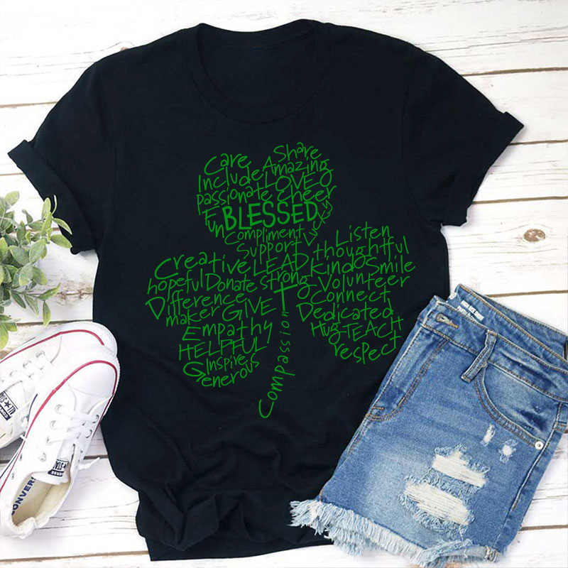 St Patricks Blessed Compassion Shamrock Teacher T-Shirt