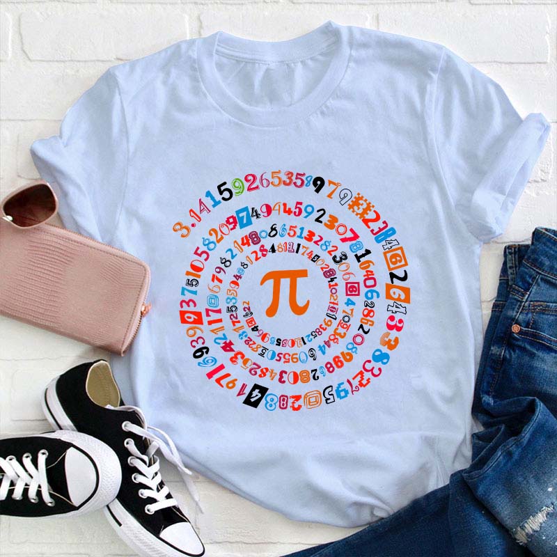 Happy Pi Day Colorful Pi Teacher T-Shirt