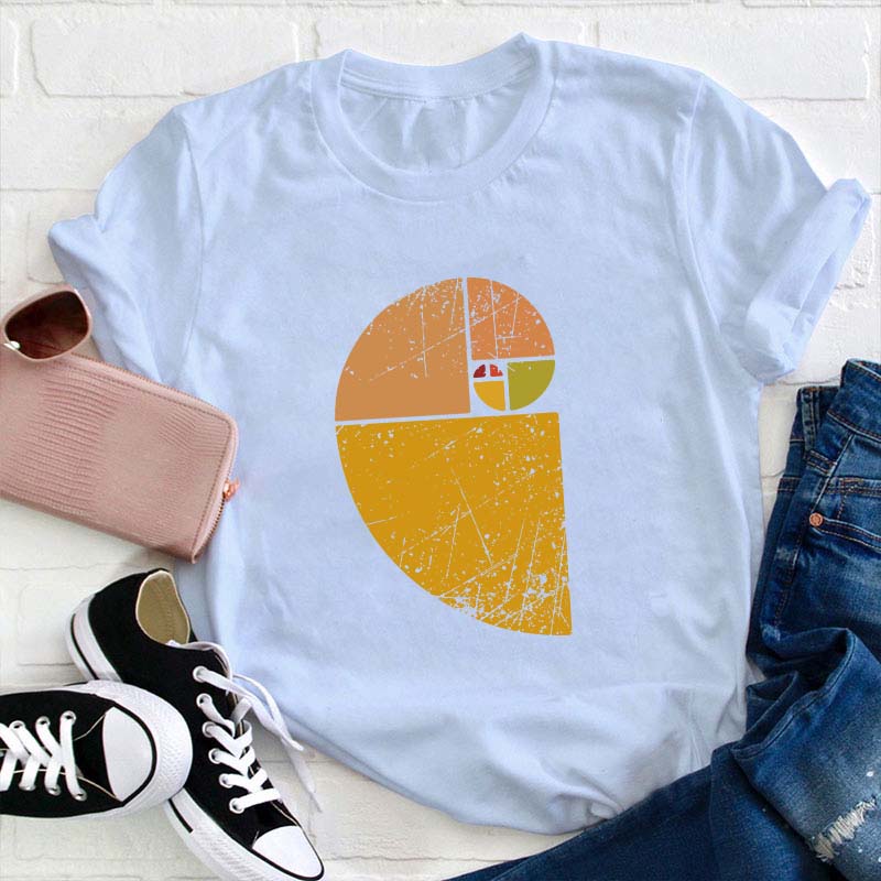 Vintage Fibonacci Spiral Science Golden Ratio Cool Math Teacher T-Shirt