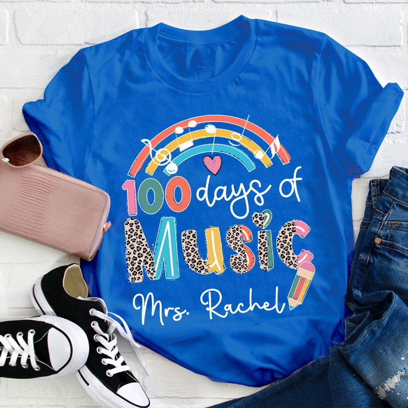 Personalized Name 100 Days Of School Music Teacher T-Shirt