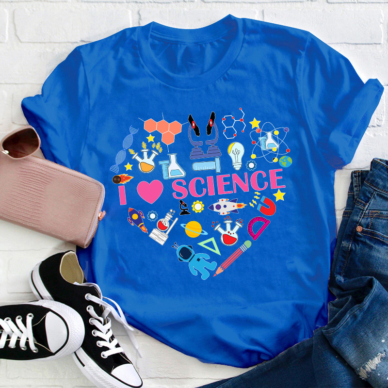 I Love Science Science Heart Teacher T-Shirt