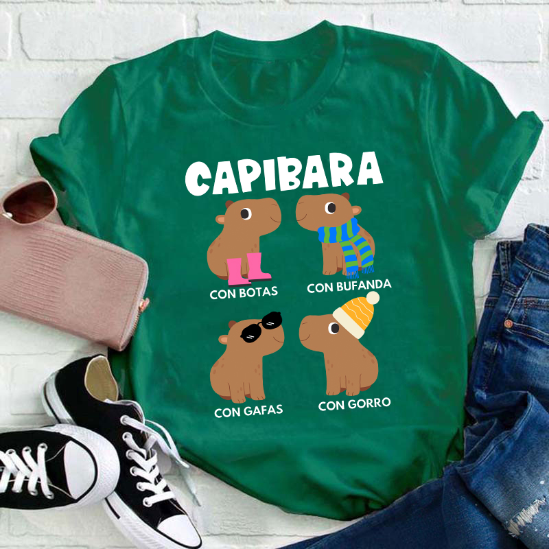Funny Capybara Spanish Teacher T-Shirt