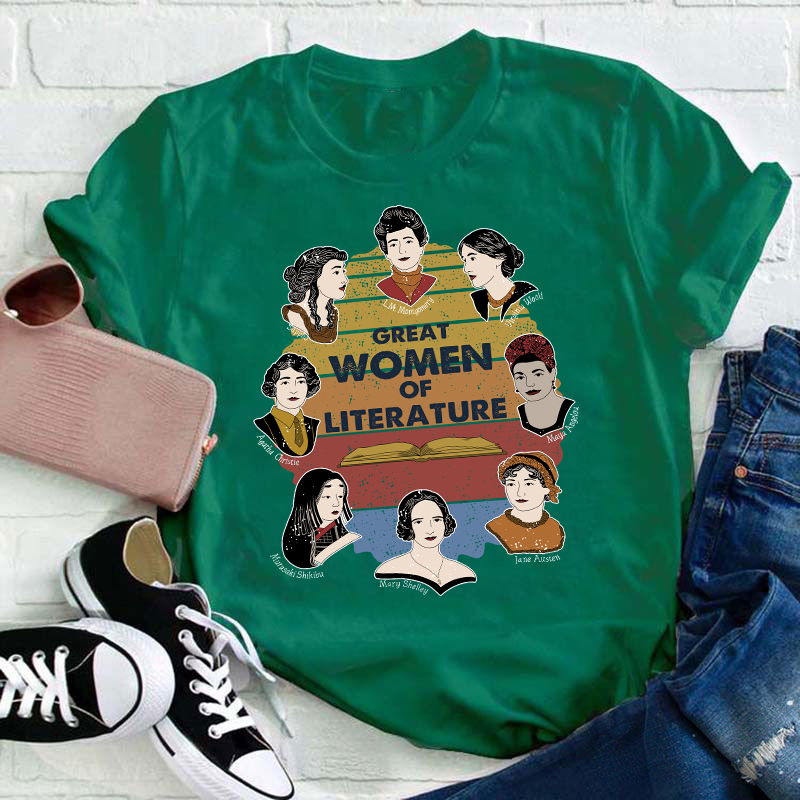 Retro Style Great Women Of Literature Teacher T-Shirt