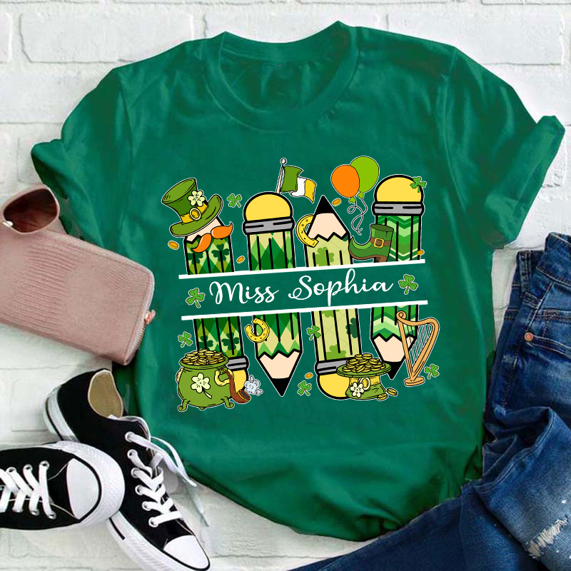 Personalized St Patricks Name Teacher T-Shirt