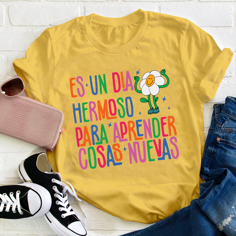 Es Un Dia Hermoso Para Aprender Cosas Nuevas Spanish Teacher T-Shirt