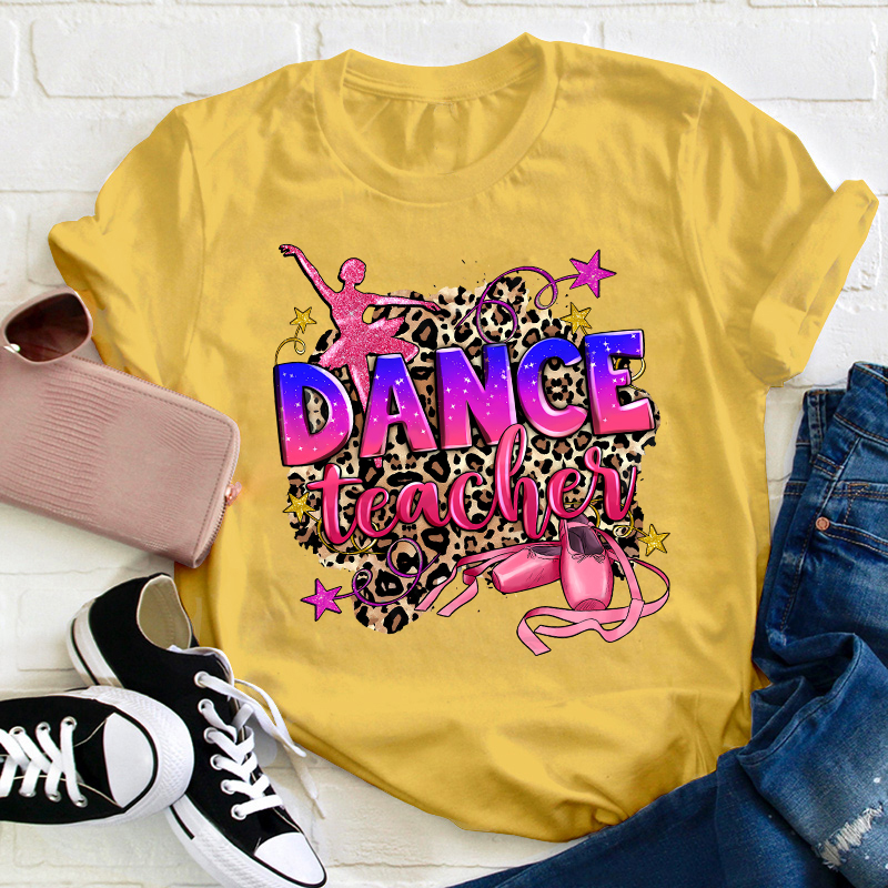 Leopard Print Pink Dance Teacher T-Shirt
