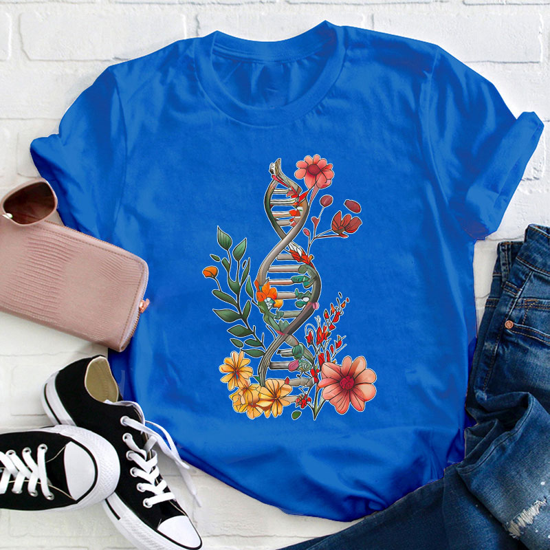 Floral DNA Biochemistry Teacher T-Shirt