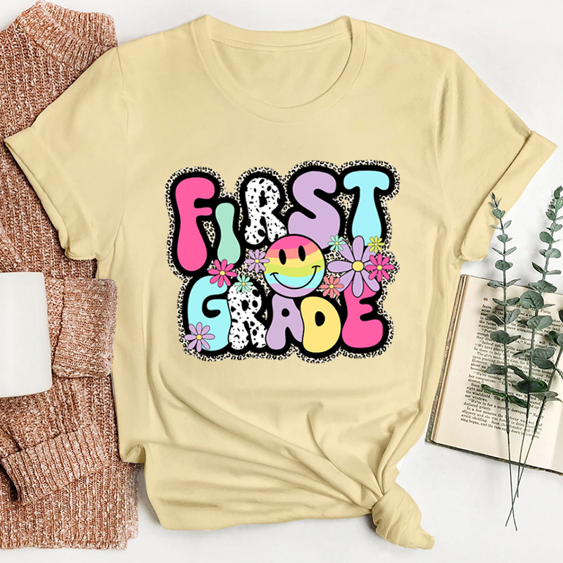 Personalized Round Bubble Colorful Letters Teacher T-Shirt