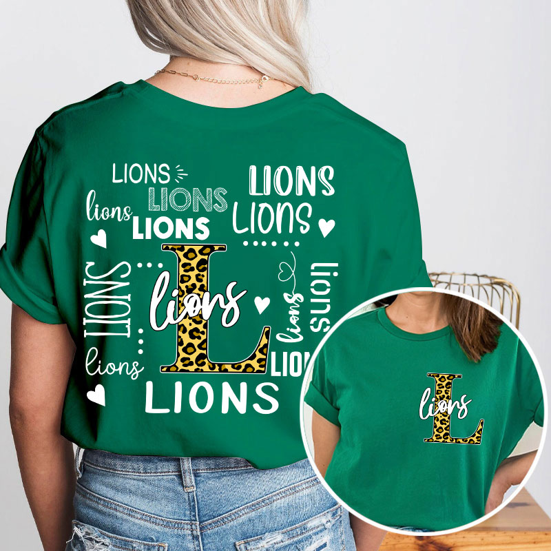 Personalized Leopard School Mascot Teacher Two Sided T-Shirt