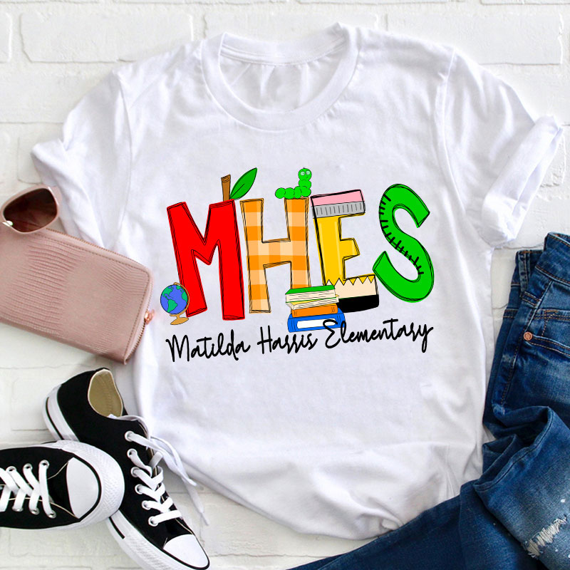 Personalized School Initials And Name Teacher T-Shirt