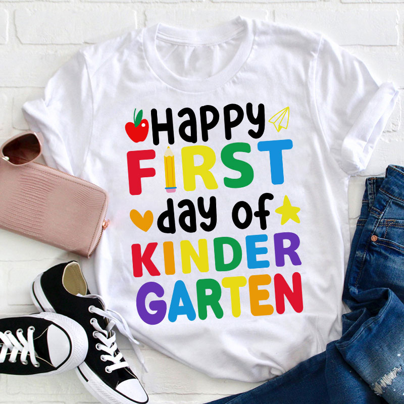 Personalized Happy First Day Of Kindergarten T-Shirt