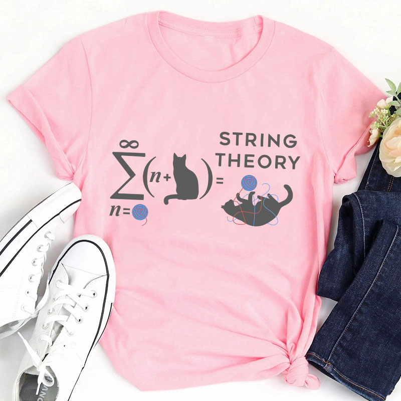 String Theory Cat Playing With Yarn Teacher T-Shirt