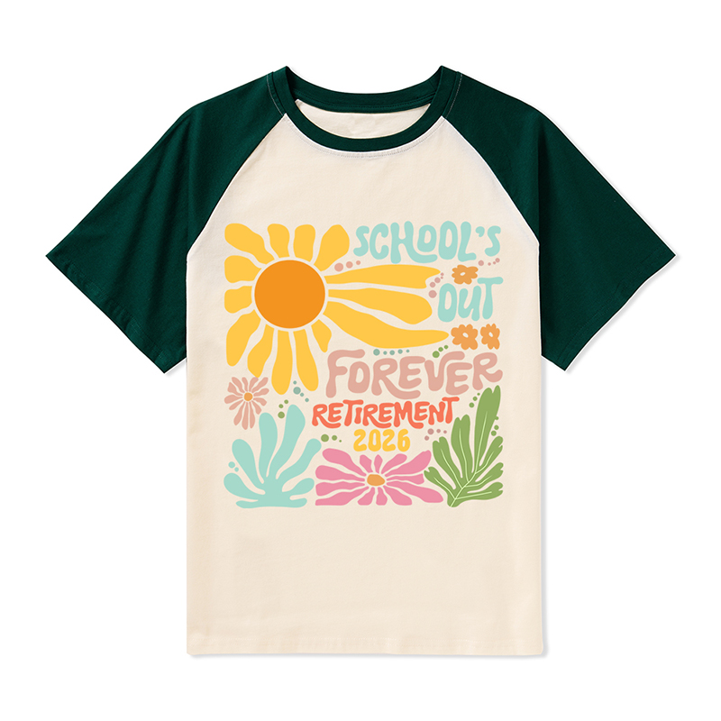 Personalized Colorful Sunflowers And Text Teacher Raglan T-Shirt