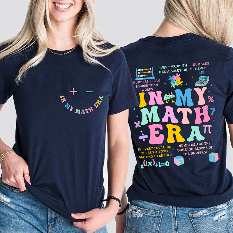 In My Math Era Cute Math Symbols Icon Teacher Two Sided T-Shirt