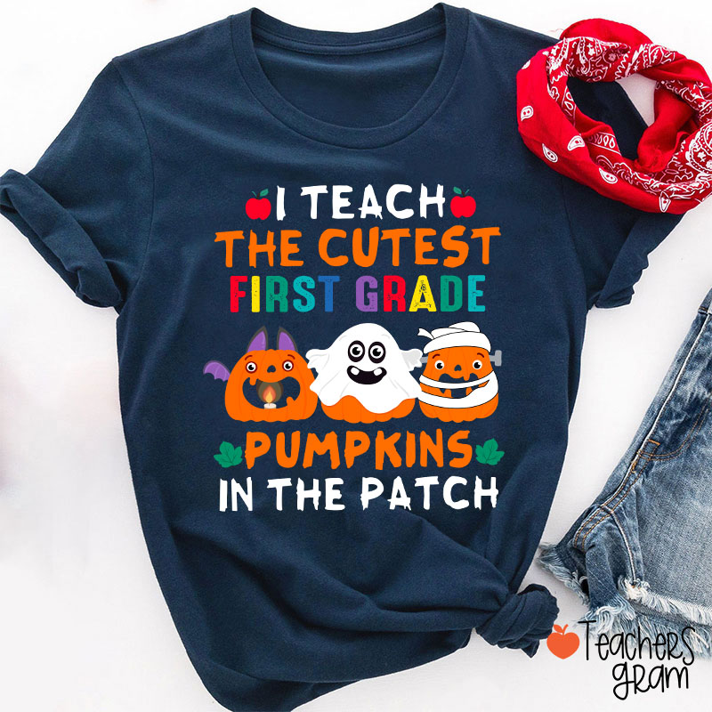Personalized I Teach The Cutest First Grade Pumpkins In The Patch T-Shirt