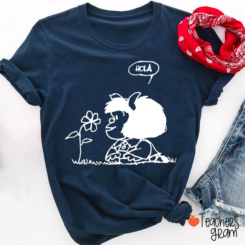Hola Flower Spanish Teacher T-Shirt