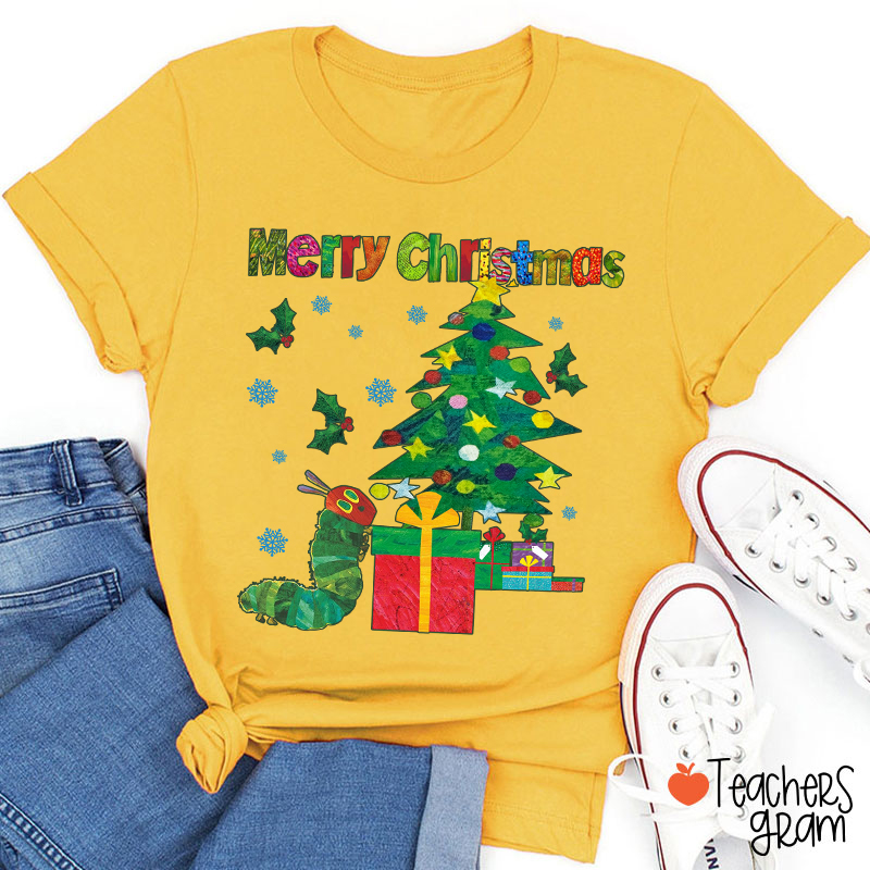 Very Hungry Caterpillar Merry Christmas Teacher T-Shirt