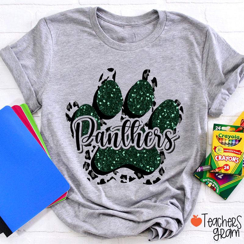 Personalized Mascot Glitter Paw Teacher T-Shirt