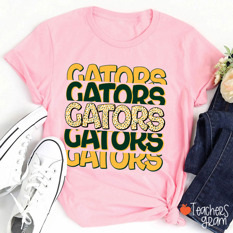 Personalized Mascot Leopard Fonts School Spirit Teacher T-Shirt