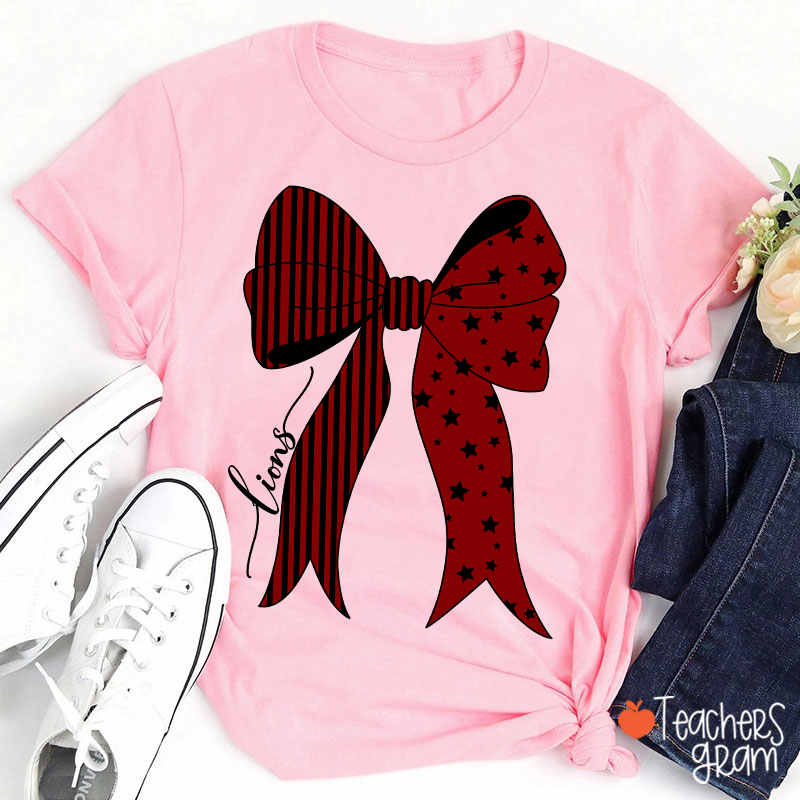 Personalized Mascot Stars And Stripes Bow Teacher T-Shirt