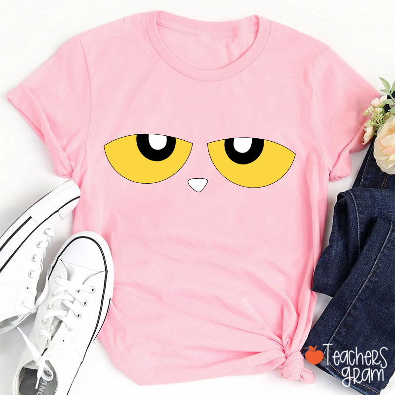Cute Cartoon Blue Cat Eyes Teacher T-Shirt