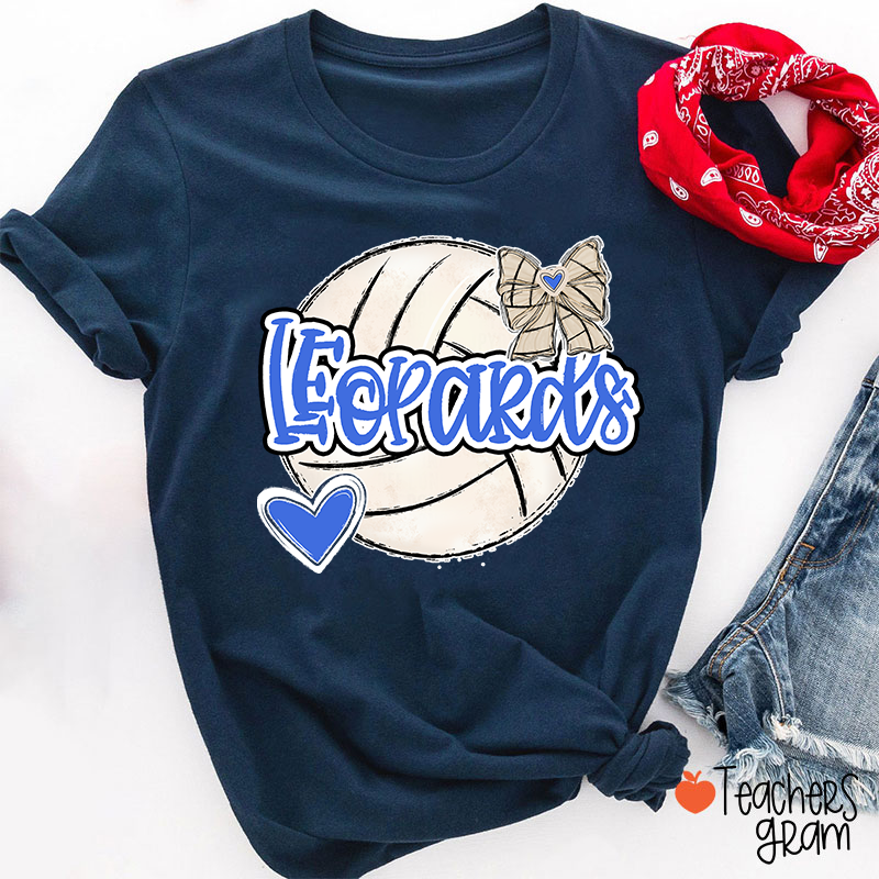 Personalized Mascot And Sport Love Heart Bow School Spirit Teacher T-Shirt