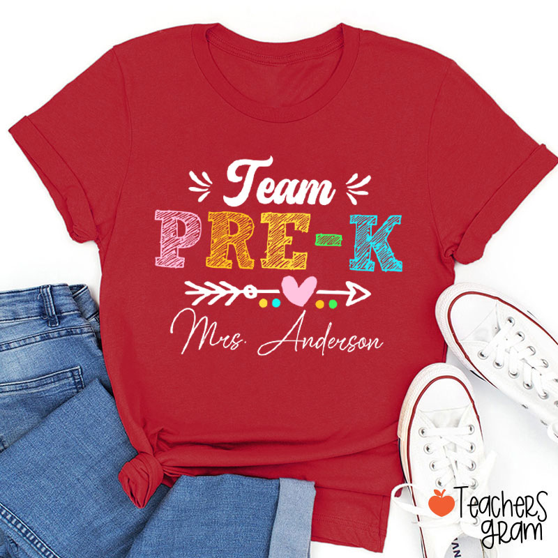 Personalized Team Name Arrow Heart Teacher T-Shirt