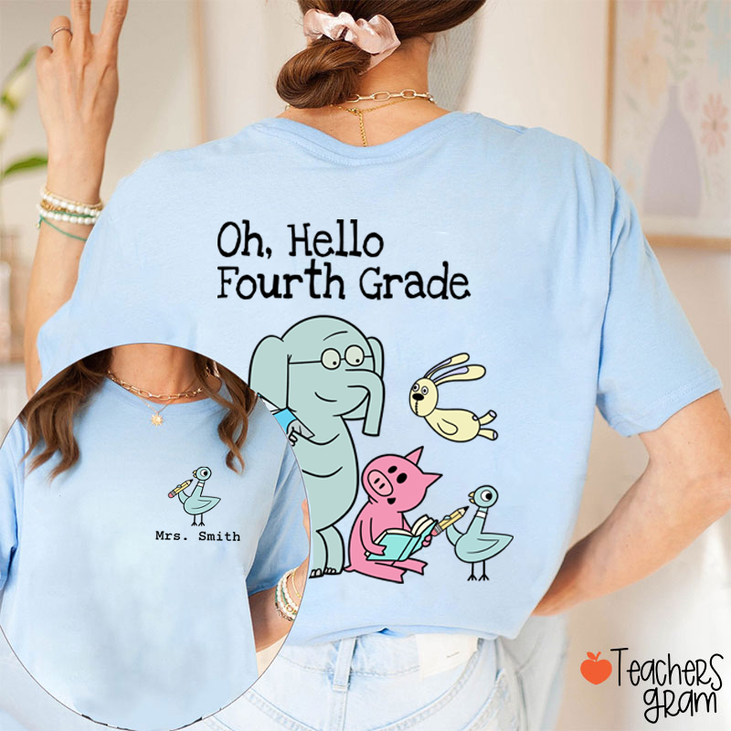 Personalized Grade And Name Oh Hello Bruh Teacher Two Sided T-Shirt