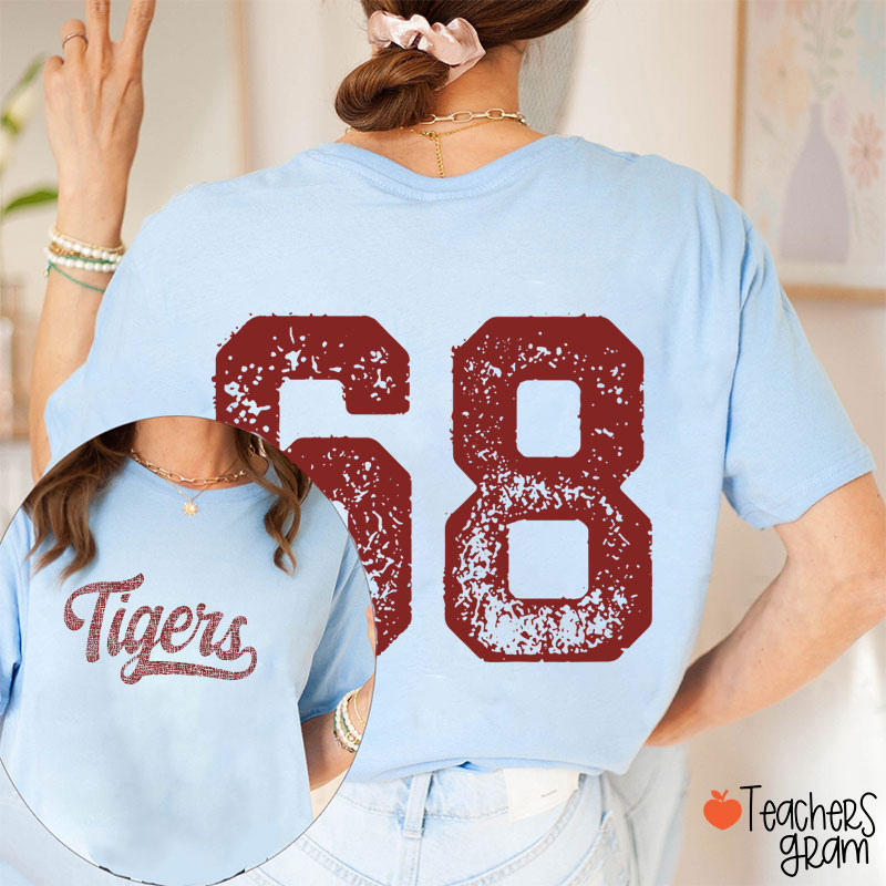 Personalized Mascot Comfort Colors Distressed Teacher Two Sided T-Shirt