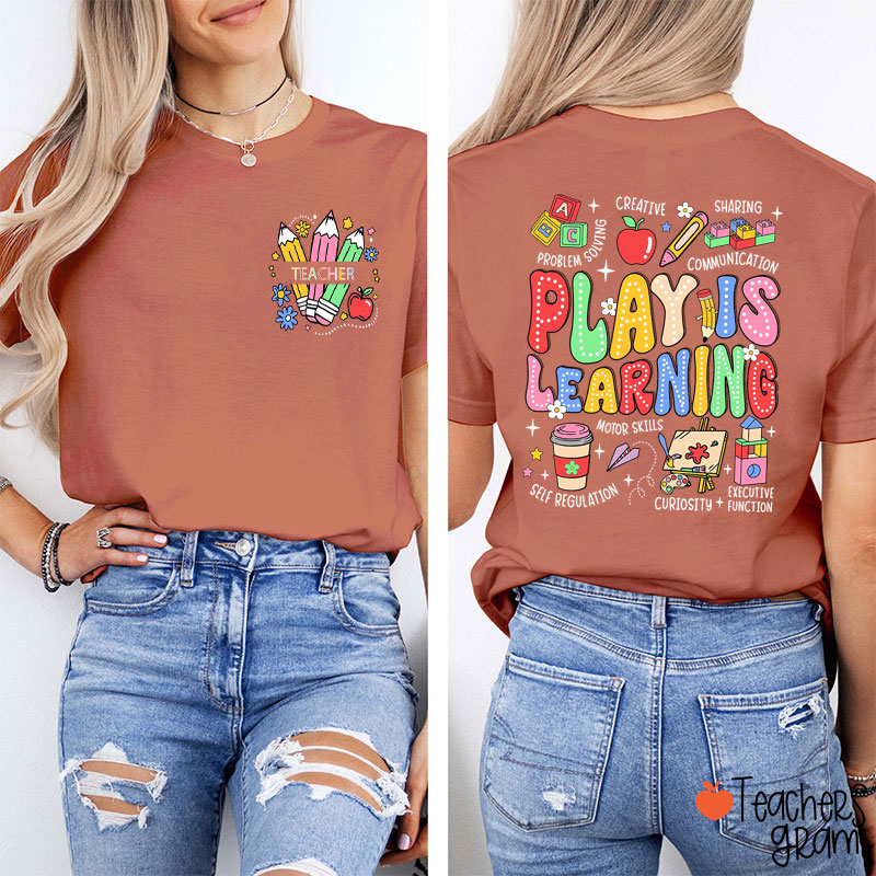 Personalized Text Play Is Learning Teacher Two Sided T-Shirt
