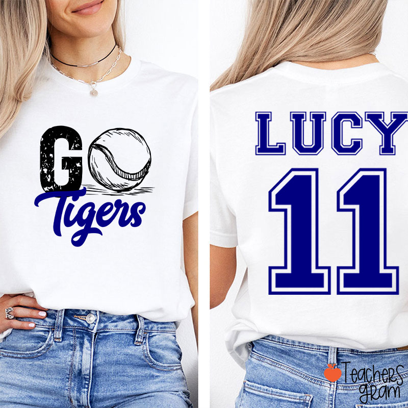 Personalized Mascot And Sport Go Game Day Teacher Two Sided T-Shirt