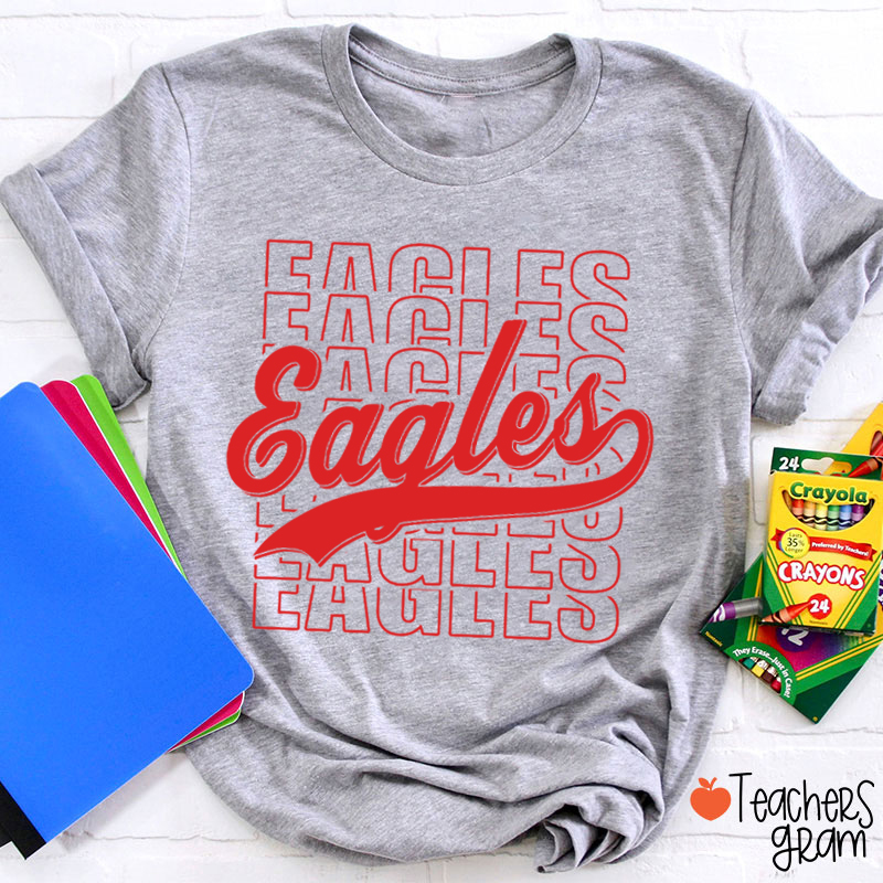 Personalized Mascot Stacked Typography School Spirit Teacher T-Shirt