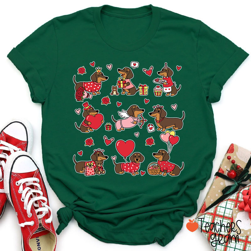 Dachshund Valentines Teacher T-Shirt