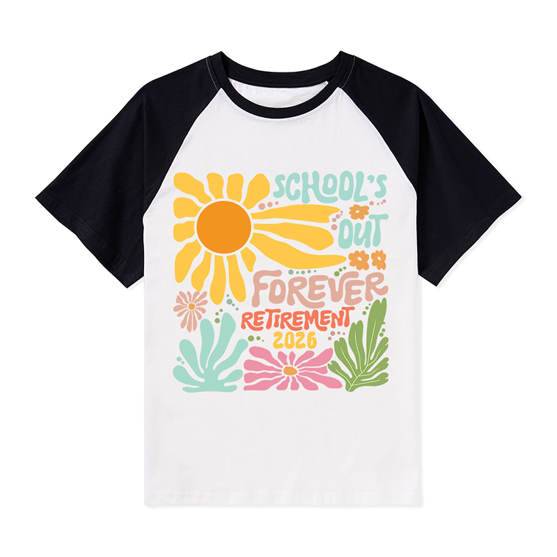 Personalized Colorful Sunflowers And Text Teacher Raglan T-Shirt