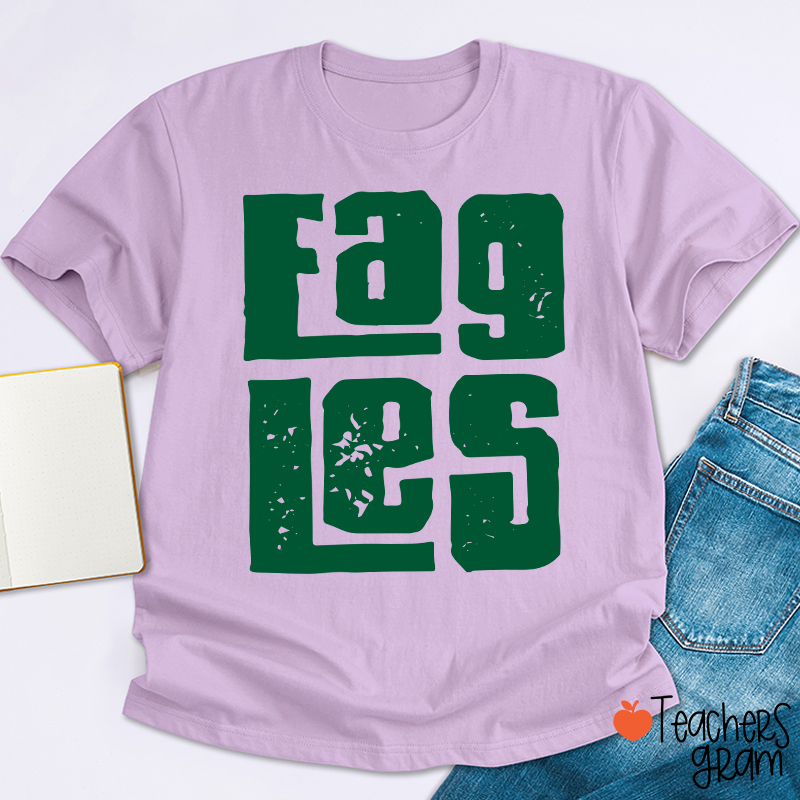 Personalized Distressed Bold Mascot Text Teacher T‑Shirt