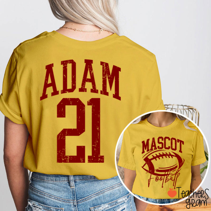 Personalized Mascot Name Number Retro Team Sport Teacher Two Sided T‑Shirt