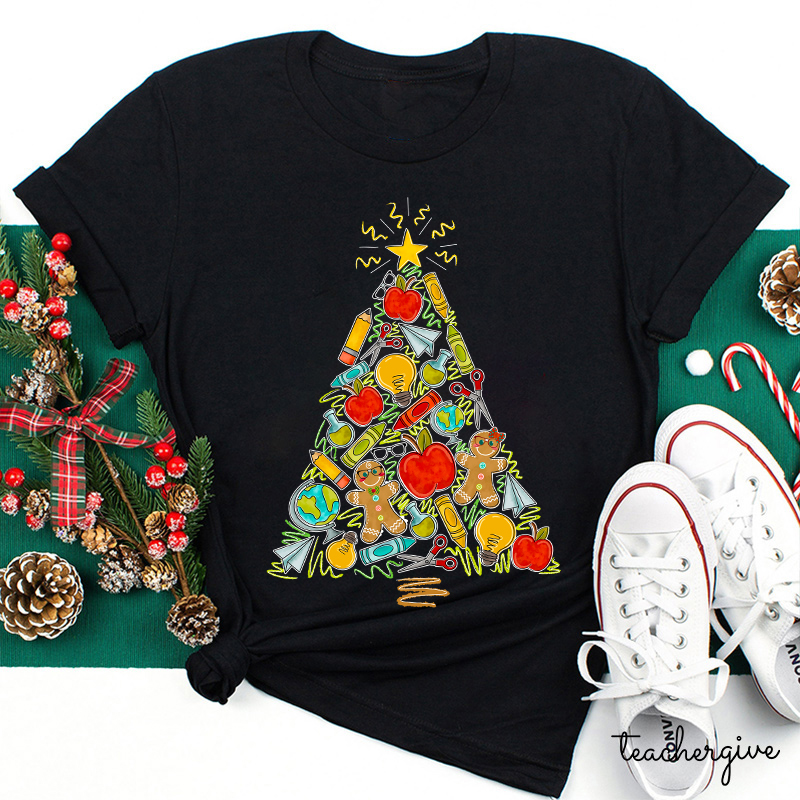 School Christmas Trees Teacher T-Shirt
