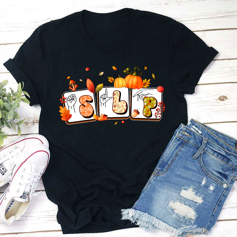 Fall Pumkin Slp Teacher T-Shirt