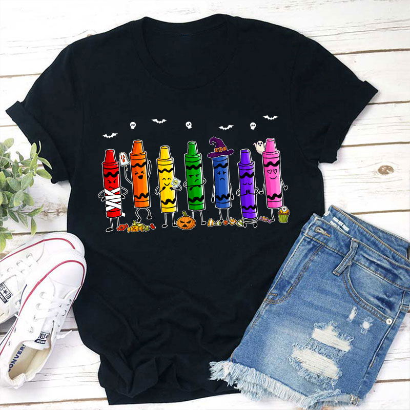 Mood Crayons Halloween Teacher T-Shirt