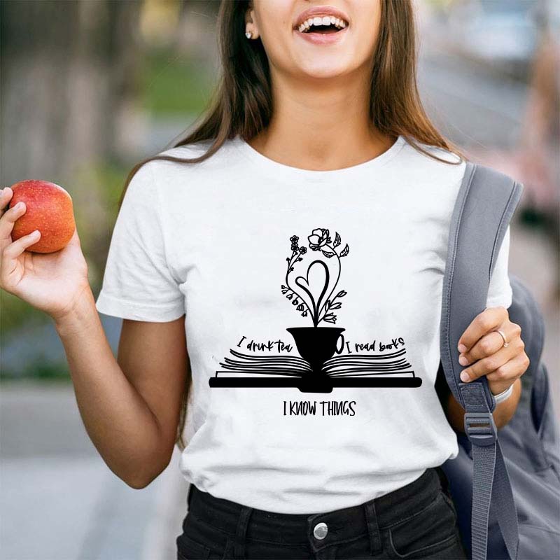 Drink Tea Read Books Be Happy Teacher T-Shirt