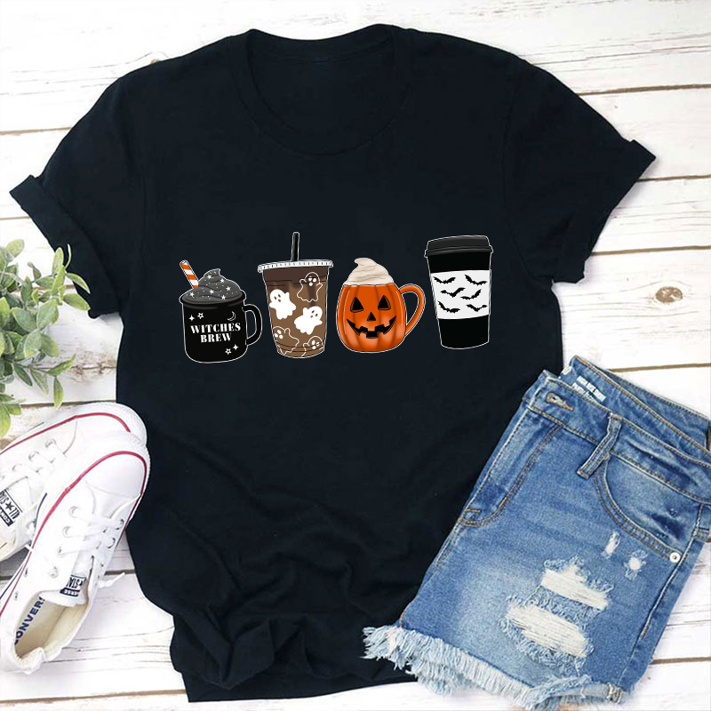 Halloween Fall Coffee Teacher T-Shirt