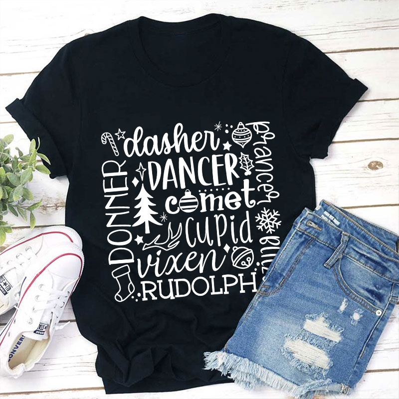 Dancer Cupid Rudolph Teacher T-Shirt