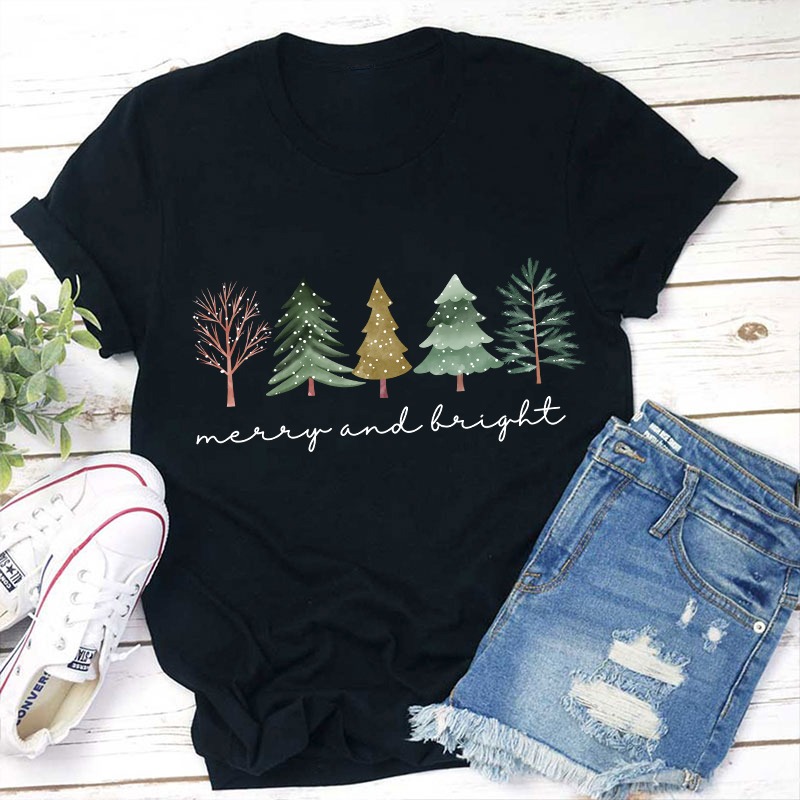 Merry And Bright Teacher T-Shirt