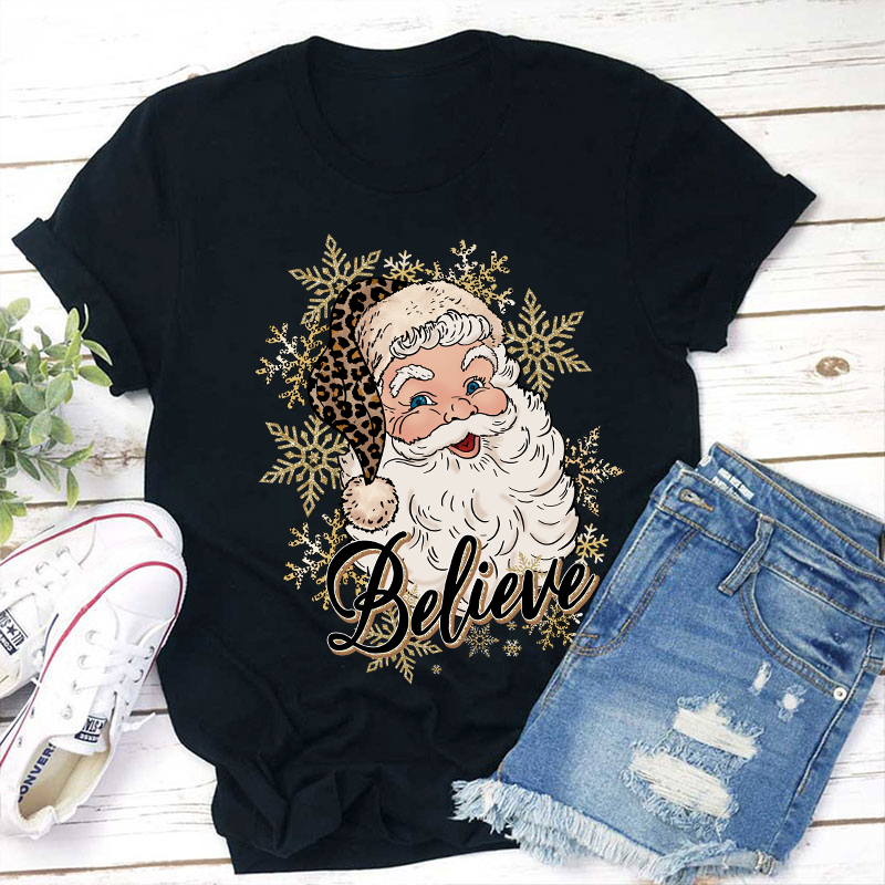 Ho Ho Ho Believe Christmas Teacher T-Shirt